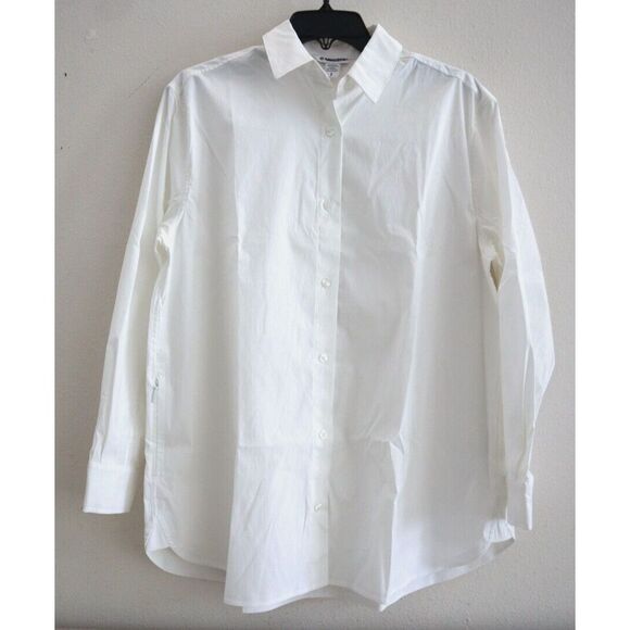 Athleta 882549-01 Women's Sz L White Oversized L/S Button-Up Poplin Top Blouse - Picture 1 of 13